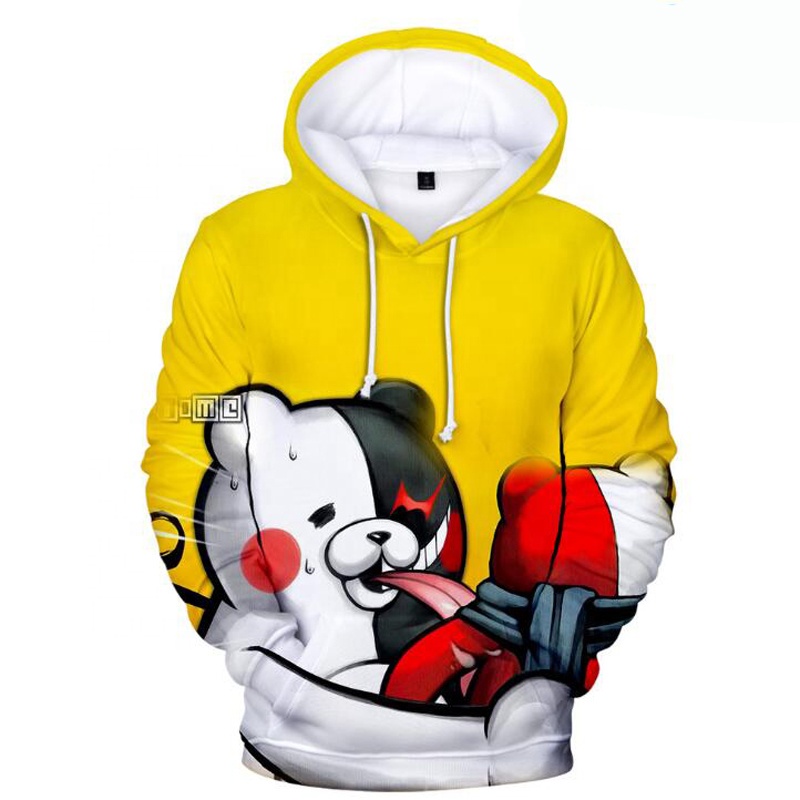 Áo Hoodie In Hình Gấu 3D Màu Trắng Đen Dangan Ronpa Danganronpa Mono Kuma Monokuma