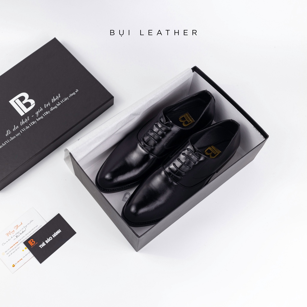 Giày nam oxford công sở da bò nappa cao cấp màu đen G103- Bụi leather- hộp sang trọng -Bảo hành 12 tháng
