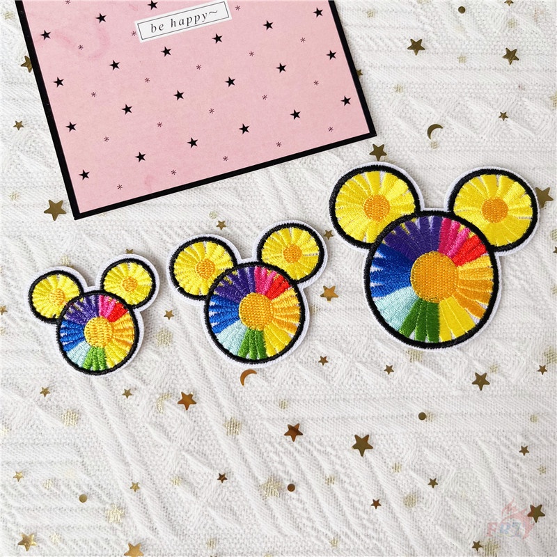 ♥ Sticker Ủi Thêu Hình Chuột Mickey & Minnie ♥ 1 Miếng Dán Ủi Quần Áo Hình Hoa Hướng Dương