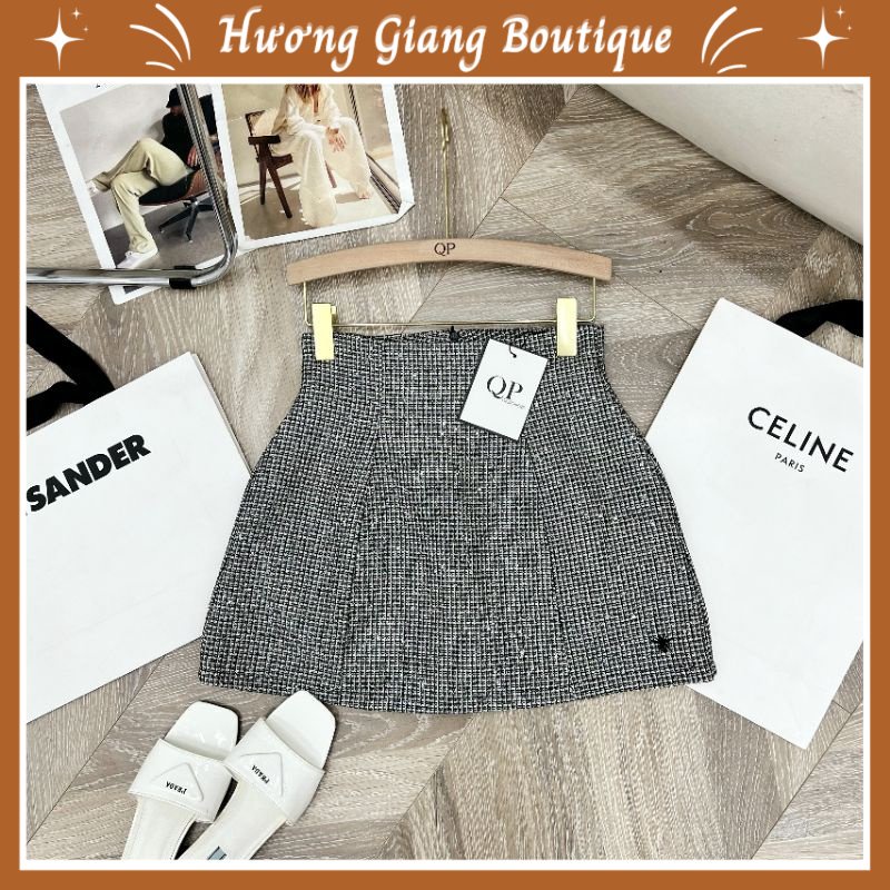 Chân Váy Nhũ Kim Sa Cạp Cao Thêu Ong Hàng Chuẩn L1 QP
