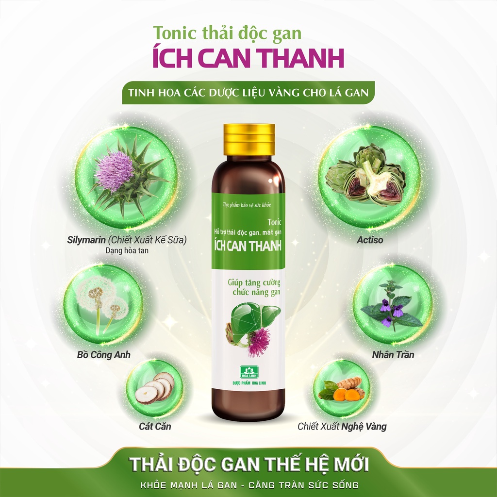 Tonic thải độc gan ÍCH CAN THANH - Thải độc gan thế hệ mới - Hộp 12 lọ x 20ml - EZ Pharmacy