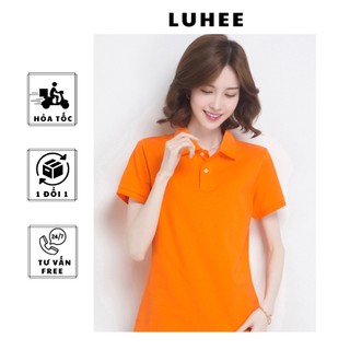 Áo thun Polo nam nữ màu cam vải Lacostee cá sấu 4 chiều cao cấp cổ bẻ tay ngắn - Nhận in thêu đồng phục theo yêu cầu