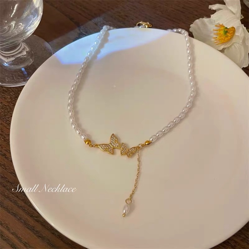 Vòng cổ Ngọc Trai Hình Bướm Thời Trang Thanh Lịch Cho Nữ