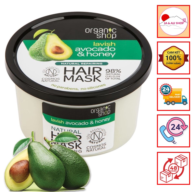 Ủ Tóc Organic Shop Avocado &amp;Honey Hair Mask 250ml (Mật ong &amp; Bơ)