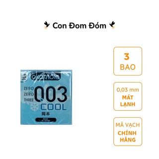 Bao cao su Okamoto 0.03 Cool siêu mỏng mát lạnh hộp 3 chiếc