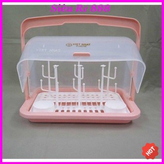⚡ Khay/giá úp bình sữa Việt Nhật có nắp đậy chống bụi, côn trùng (mẫu rộng)