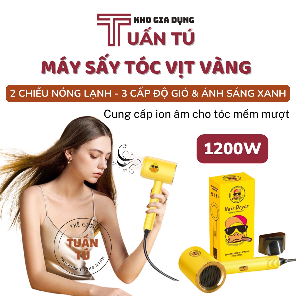 Máy sấy tóc mini nội địa Trung công suất 1200W kèm mỏ sấy, 2 chiều nóng lạnh 3 tốc độ gió - Tuấn Tú Office Store