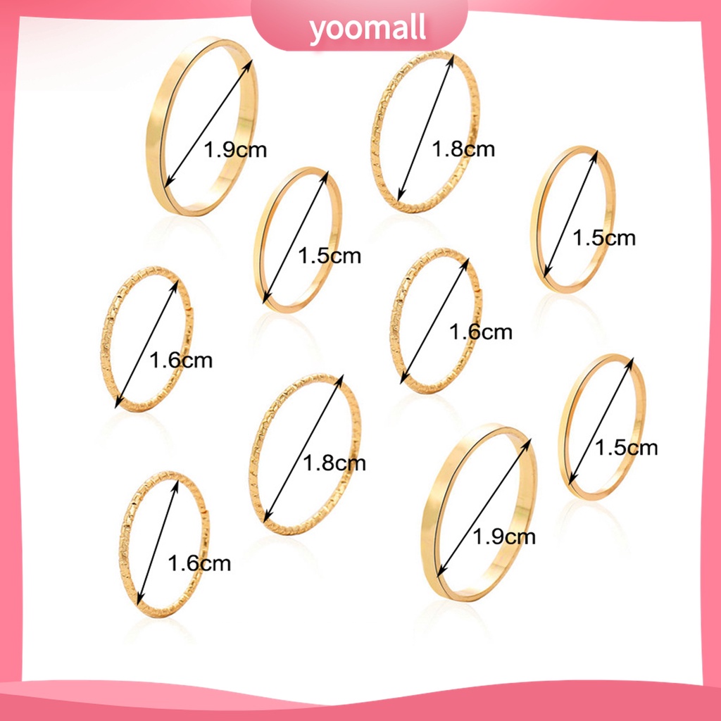 (Yoomall) Set 10 Nhẫn Xỏ Ngón Màu Sắc Tinh Khiết Nhẹ Nhàng Dễ Phối Đồ Cho Nam Và Nữ