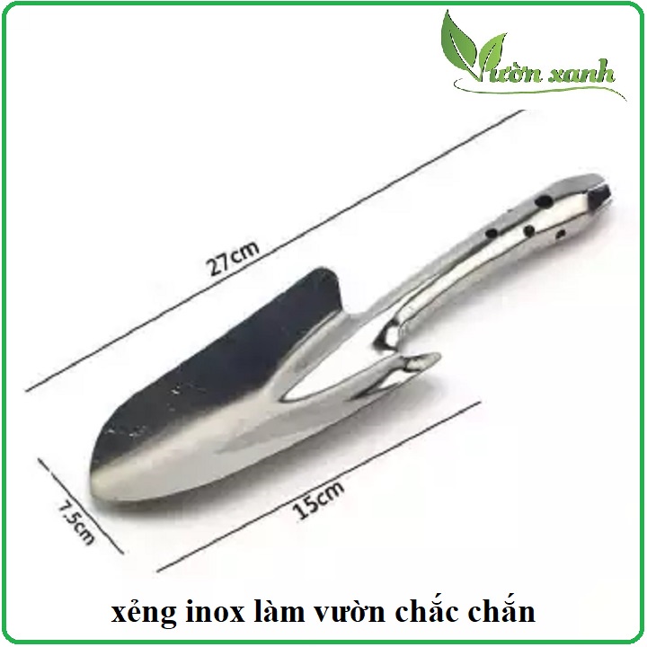 Xẻng làm vườn inox (sắc, bền, chắc chắn)