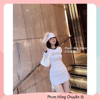 Đầm Body dây Rút 2 Bên , chất thun borip giãn tốt