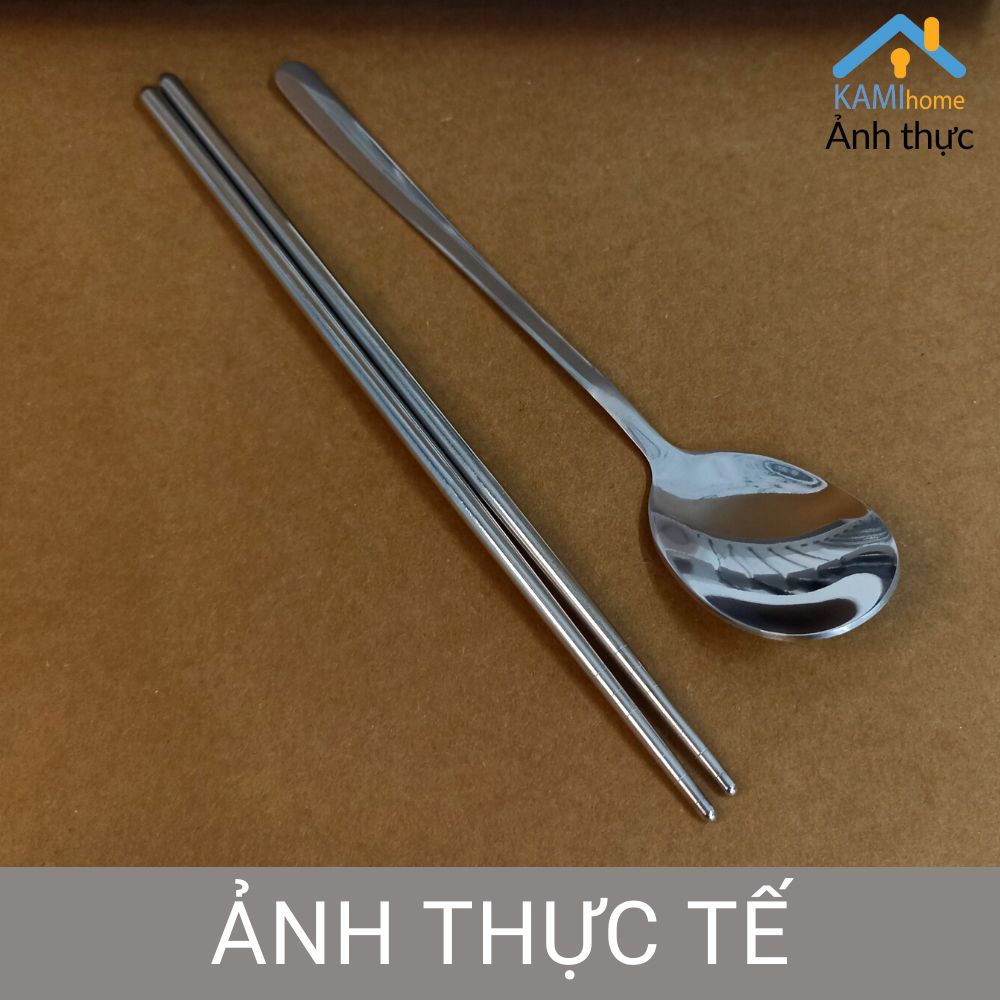 (Bộ 6 thìa + 6 đôi đũa ) inox phong cách hiện đại kiểu Hàn Quốc Dài 21cm mã 20118