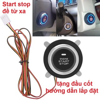   BH 1 năm  Bộ nút nhấn Start Stop ô tô tích hợp đề xe từ xa bằng remote zin đấu dây cho tất cả loại xe tặng đầu cốt 