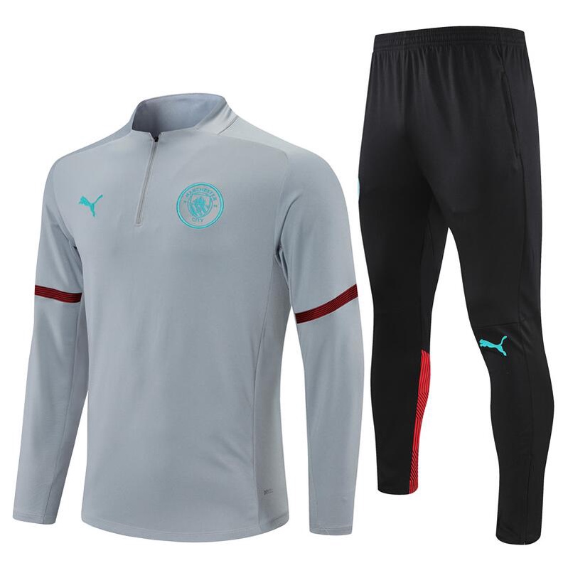 Áo Khoác Bóng Đá Tay Dài Có Khóa Kéo Nửa Thân Size S-XXL 21-22 MC Manchester city