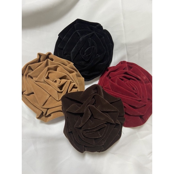 Hoa hồng trang trí gắn áo váy túi ví side 10cm hoa làm bằng vải nhung cứng budanh dày dặn mịn đẹp