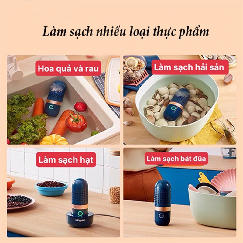 Máy khử trùng, tiệt trùng thực phẩm Donlim chính hãng - Máy rửa rau quả tự động không dây dành cho gia đình