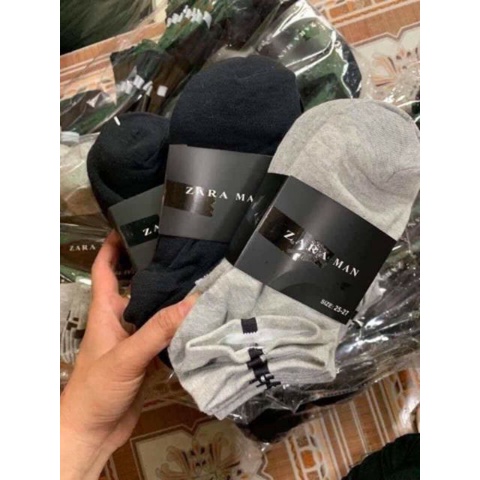 Lố 10 đôi tất nam nữ Zara Men cổ ngắn, vớ thời trang cao cấp chất cotton co dãn nhập khẩu