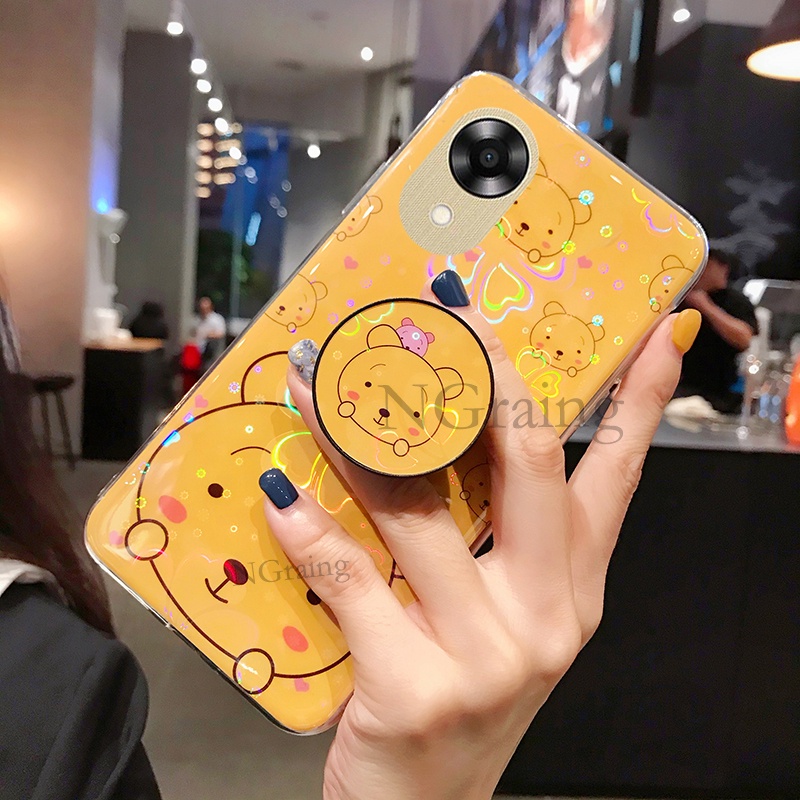 Ốp Điện Thoại Cho Oppo A17k Hoạt Hình Dễ Thương Gấu Silicon Có Giá Đỡ Nhiều Màu Sắc Hoa Anh Đào Vỏ 2022