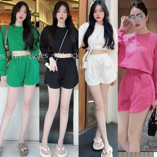 Set áo croptop dập nổi kèm short