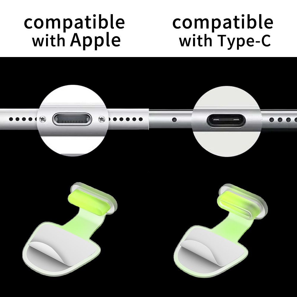 1 Nút Bịt Cổng Sạc Type-C Bằng Silicon Phát Quang Chống Nước & Bụi & Mất Cho iPhone