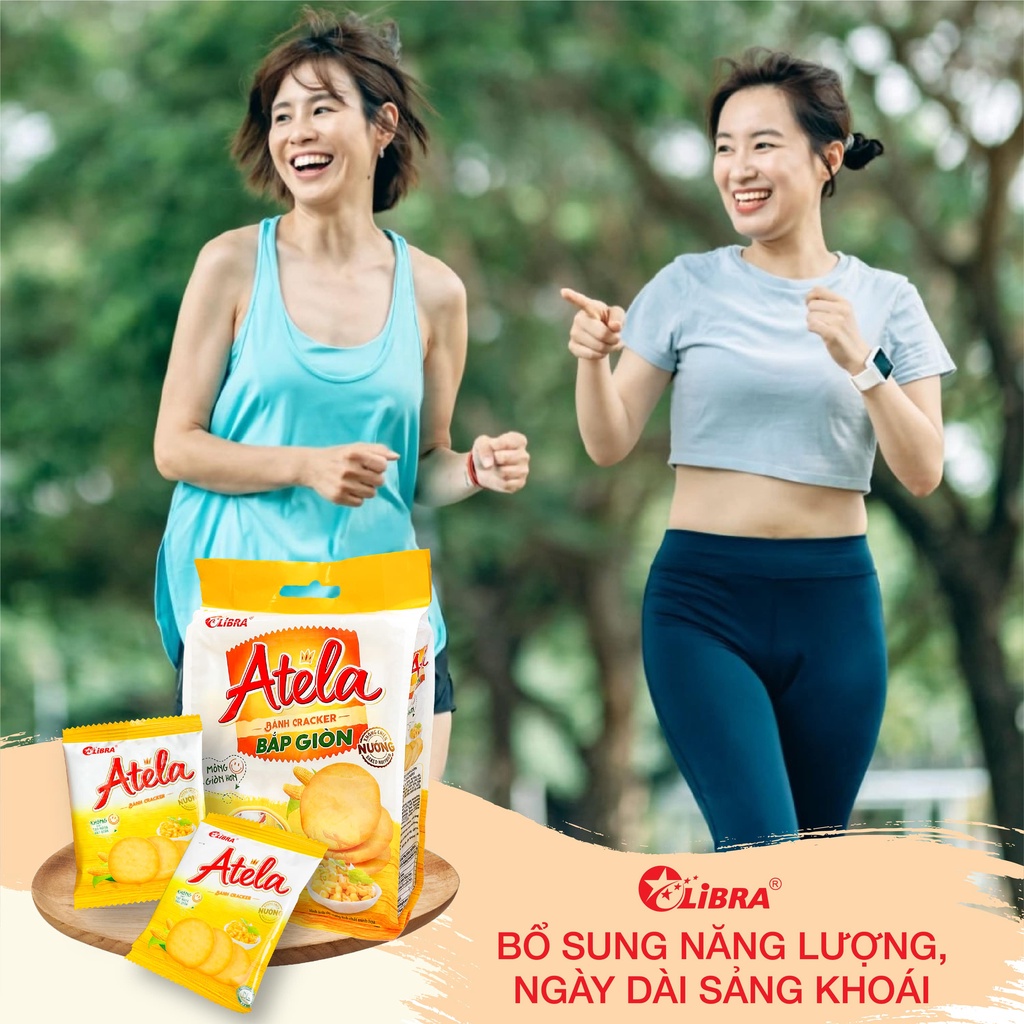 Bánh cracker bắp mặn LIBRA vi ngô giòn đồ văn vặt dinh dưỡng healthy bánh quy Atela lễ tết gói 228gr