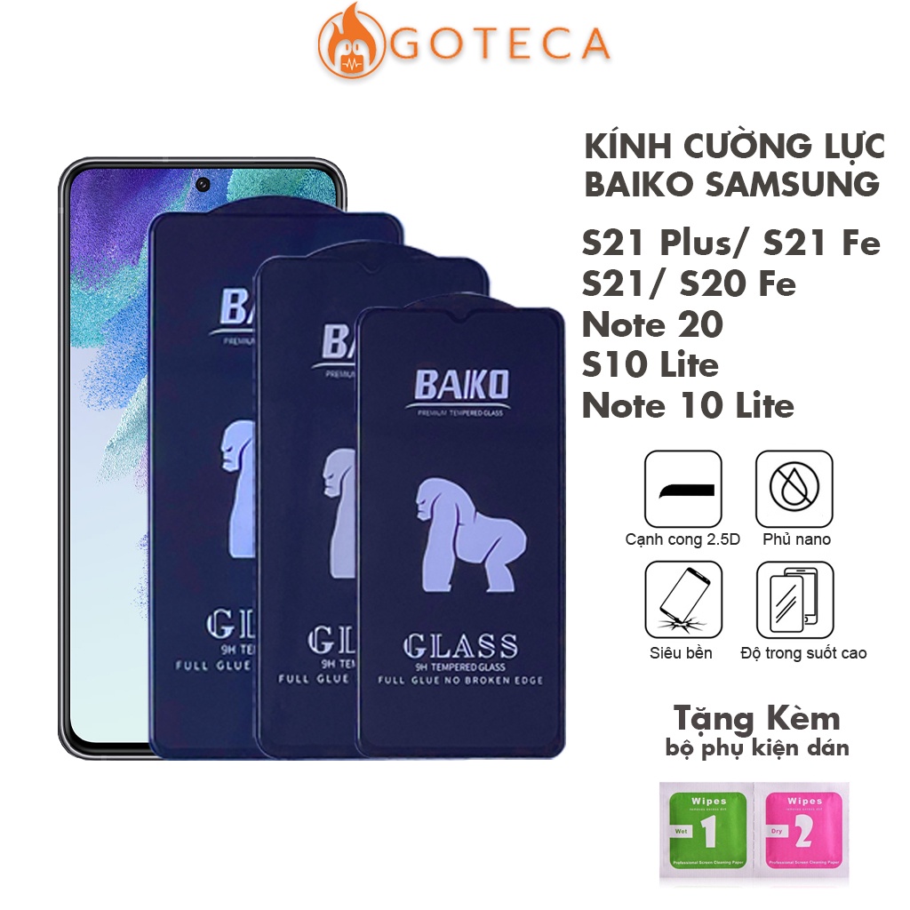 Kính cường lực Baiko Samsung S21 FE S21 Plus, Note 20, Note 10 lite, S20 Fe, S10 Lite A34 5G Cao cấp Siêu bền Full màn
