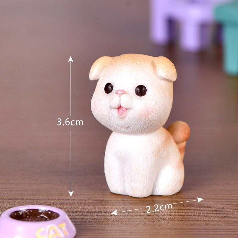 Mô hình mèo vàng xám mini mập mạp dễ thương, tượng mèo tiểu cảnh Ohstyle trang trí bàn học bàn làm việc, quà tặng