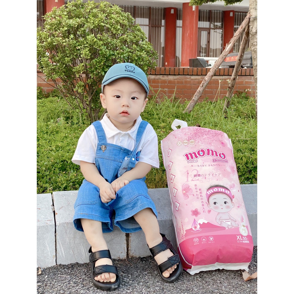 COMBO 3 Bịch Bỉm Tã Momo Diamond Hoa Anh Đào S64/M62/L54/XL50/XXL48/XXXL42
