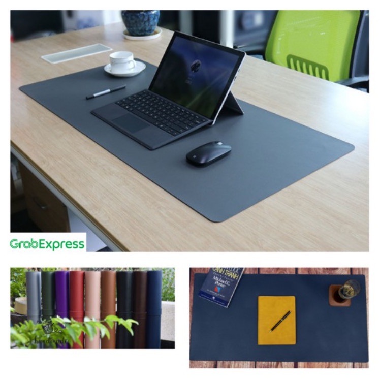Thảm Da Deskpad Tấm Lót Bàn Làm Việc Bo Viền Mềm Mịn Chống Nước Miếng Lót Chuột Cỡ Lớn Kiêm Bàn Di Chuột Máy Tính