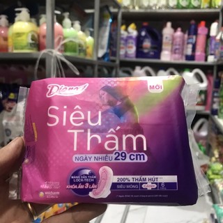 Băng vệ sinh diana siêu thắm,siêu hút nhiều ngày 29cm siêu mỏng cánh 6 miếng