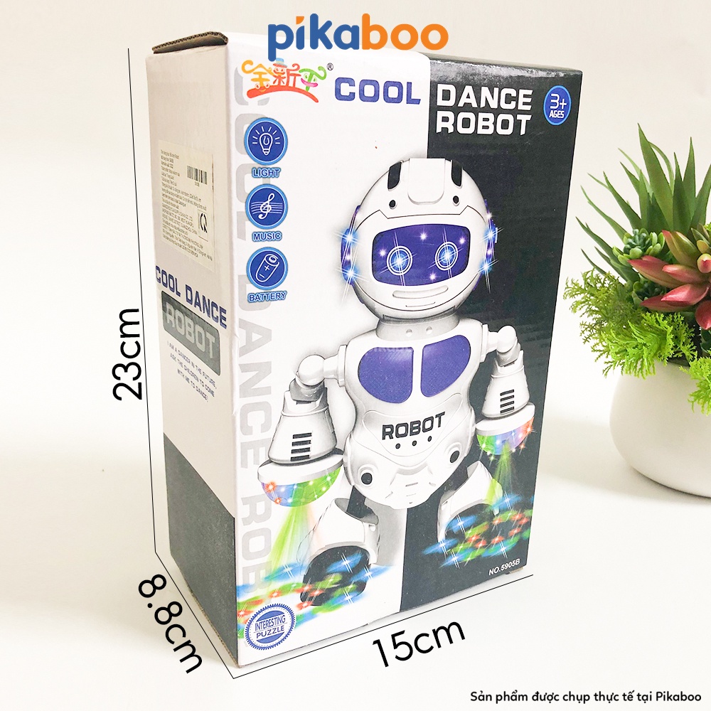 Đồ chơi robot nhảy theo nhạc cao cấp Pikaboo, có đèn sáng, có nhạc sôi động, chất liệu ABS an toàn