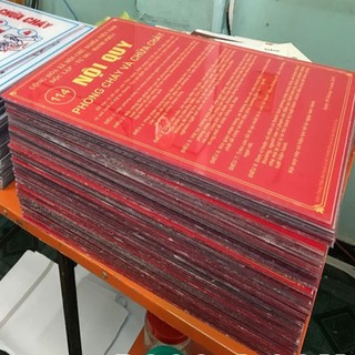 Bảng nội quy, tiêu lệnh PCCC bằng mica - Giá xưởng