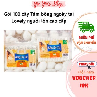 Gói 100 cây Tăm bông ngoáy tai, bông ráy tai Lovely dành cho người lớn cao cấp