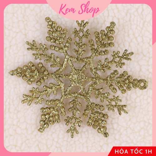 Hoa tuyết, bông tuyết màu vàng/ bạc/ trắng trang trí cây thông Noel Giáng sinh Christmas - Kem Shop K223