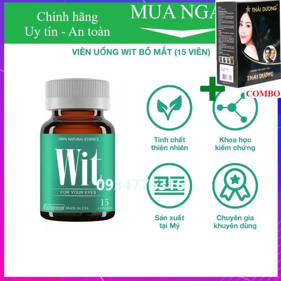 Combo Gội Là Đen Thái Dương+ Viên uống WIT bổ mắt (15 viên)