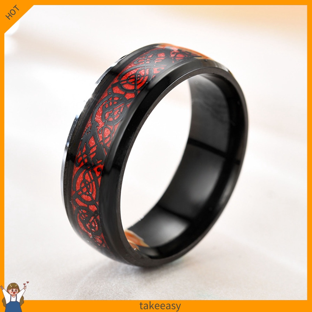 Nhẫn in hình rồng phản quang thời trang cá tính cho nam