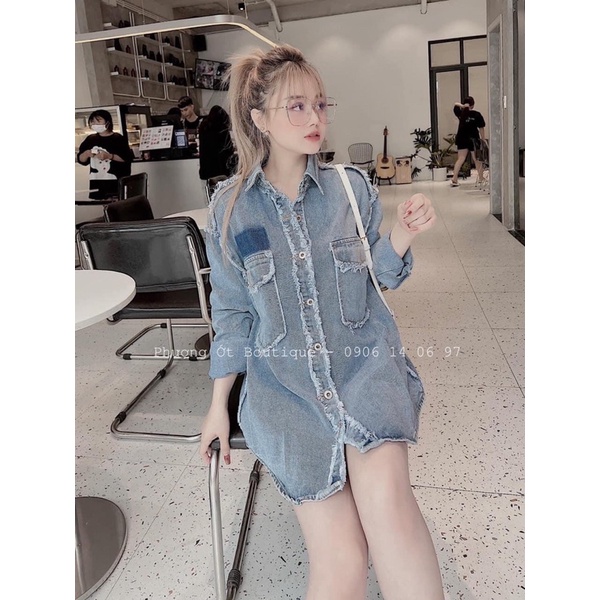 ÁO SƠ MI BÒ 2 TÚI VIỀN TUA RUA