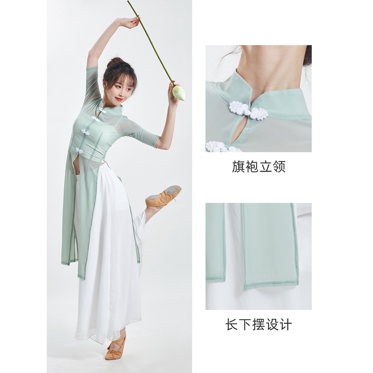 [M &amp; E] Đầm Sườn Xám Cách Tân Sườn Xám Cách Tân Dáng Dài Vừa Phải Xẻ Tà Phong Cách Trung Hoa Cổ Điển Thanh Lịch Cho Nữ