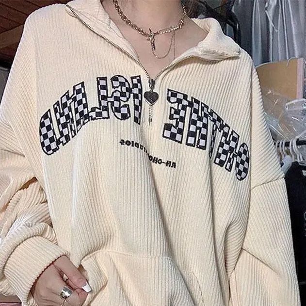 Áo Hoodie Dáng Rộng Thời Trang Retro Hàn Quốc Cho Nữ