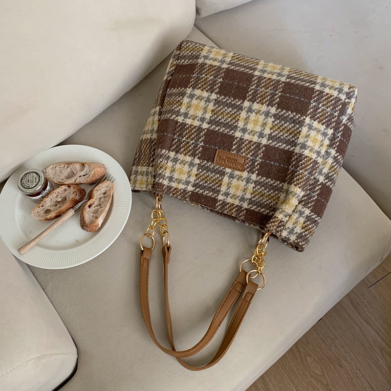 Túi Đeo Vai Cỡ Lớn Họa Tiết Sọc Caro Chất Lượng Cao Cho Nữ