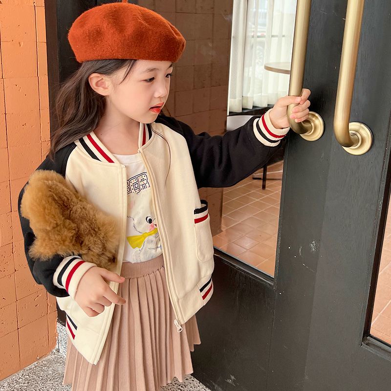 Áo Khoác Bóng Chày Màu Sắc Thời Trang Mùa Thu Phong Cách Hàn Quốc Cho Bé Gái