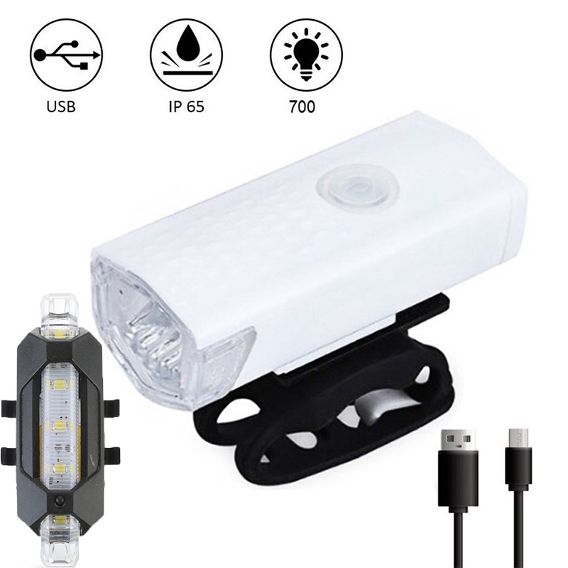 Bộ Đèn Pha LED Cảnh Báo An Toàn Sạc USB Cho Xe Đạp Leo Núi