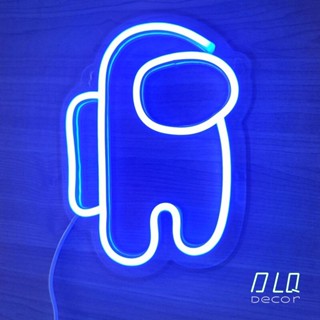 Đèn led neon among us DLQdecor 20 x 15 cm màu xanh lam decor phòng ngủ