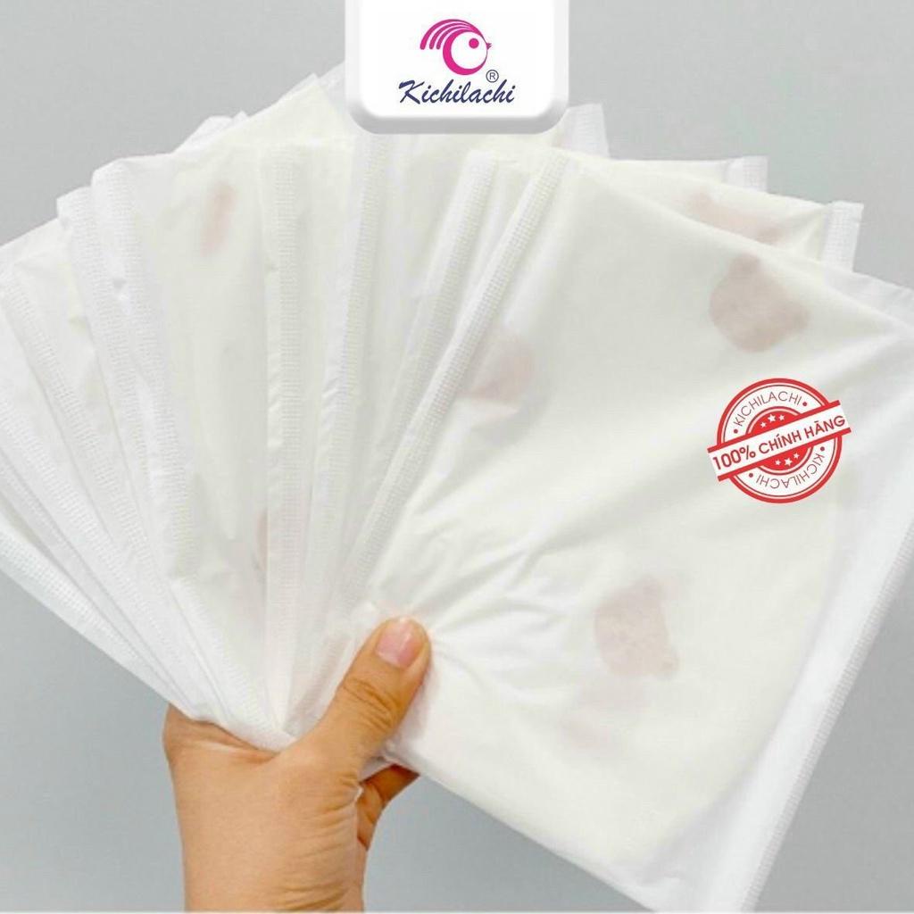 Yếm giấy ăn dặm dùng 1 lần Kichi, PURE WOOD cho bé . Yếm giấy 3 lớp thấm hút tốt tiện dụng, vệ sinh - Loki