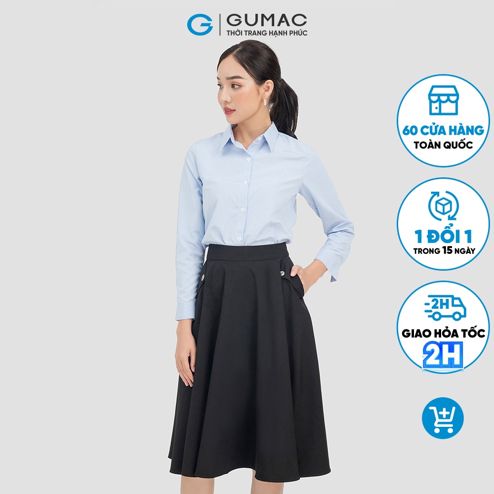 Áo sơ mi nữ GUMAC nhiều màu tay dài kẻ sọc AC07039
