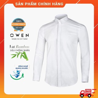 Owen - áo sơ mi trắng dài tay sợi tre - regular fit
