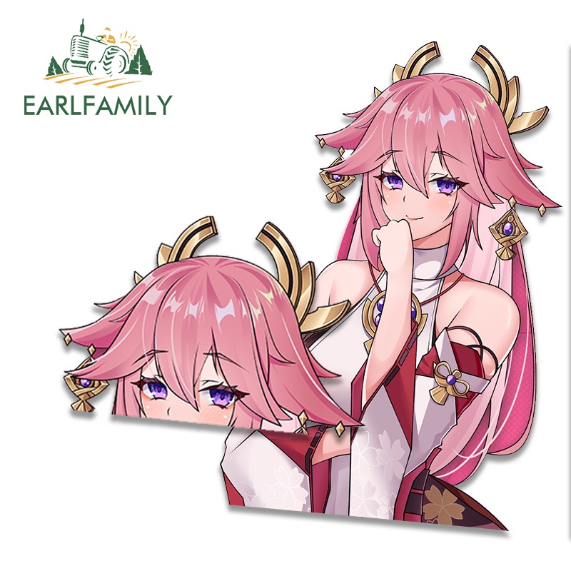 Decal hình Yae Miko Genshin Impact dán trang trí xe hơi / xe máy / xe tải chống thấm nước 13cm