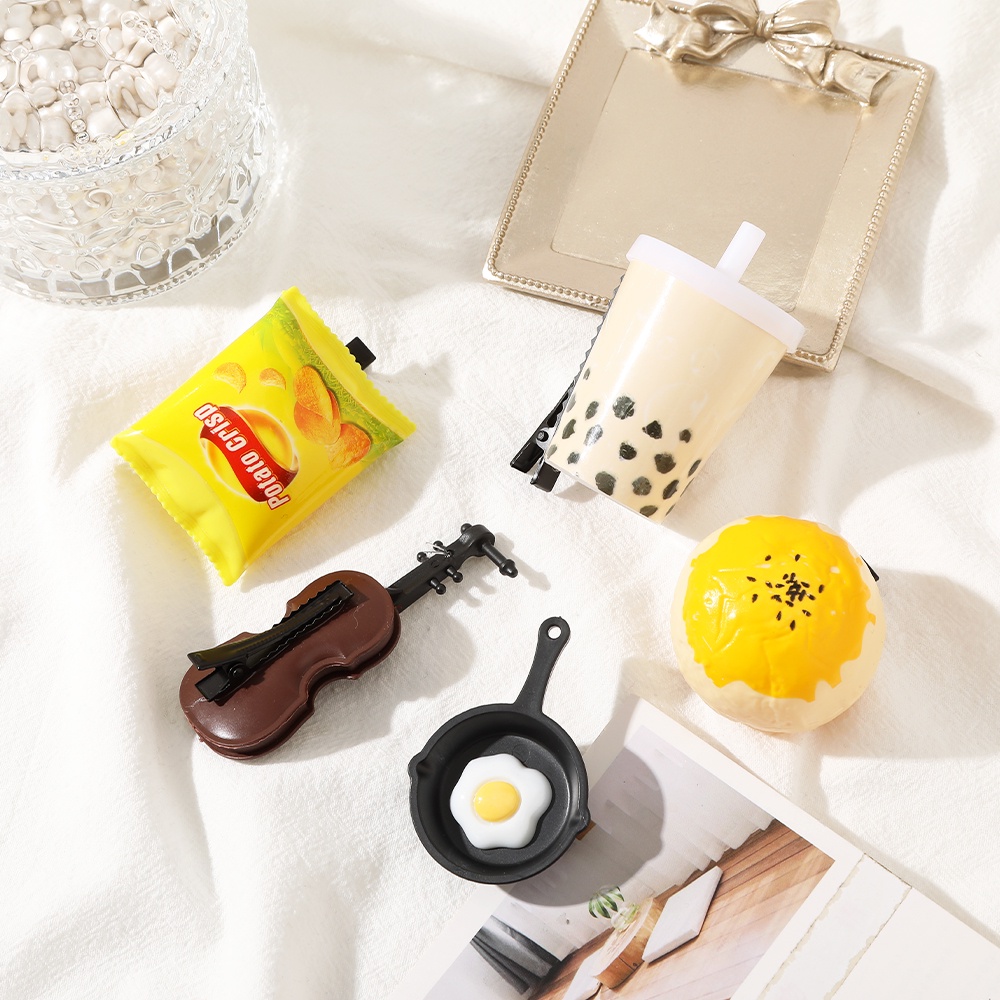 Kẹp Tóc Mái Nhỏ Hình Đồ Ăn Vặt Hoạt Hình Vui Nhộn Cho Bé Gái