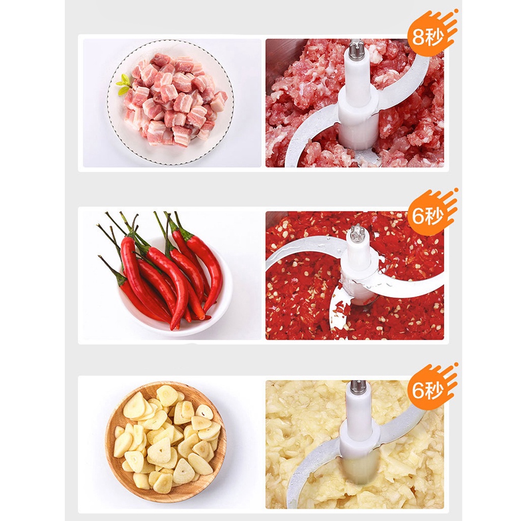 Có thể bán buôn Máy xay thịt bằng điện Thép không gỉ Đa chức năng 2L 220V 300W gia đình Phụ kiện nhà bếp Sodium075 Hàng giao ngay