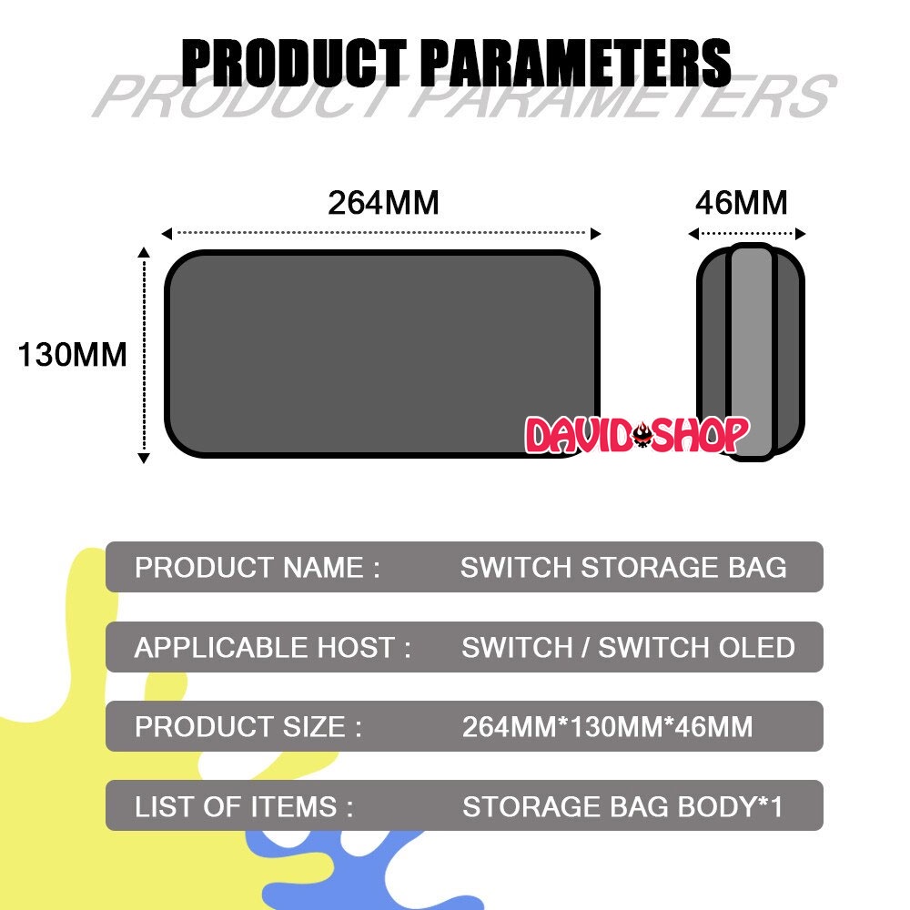 Túi chống sốc, chống nước phiên bản Splatoon 3 cho Nintendo Switch OLED, V1, V2