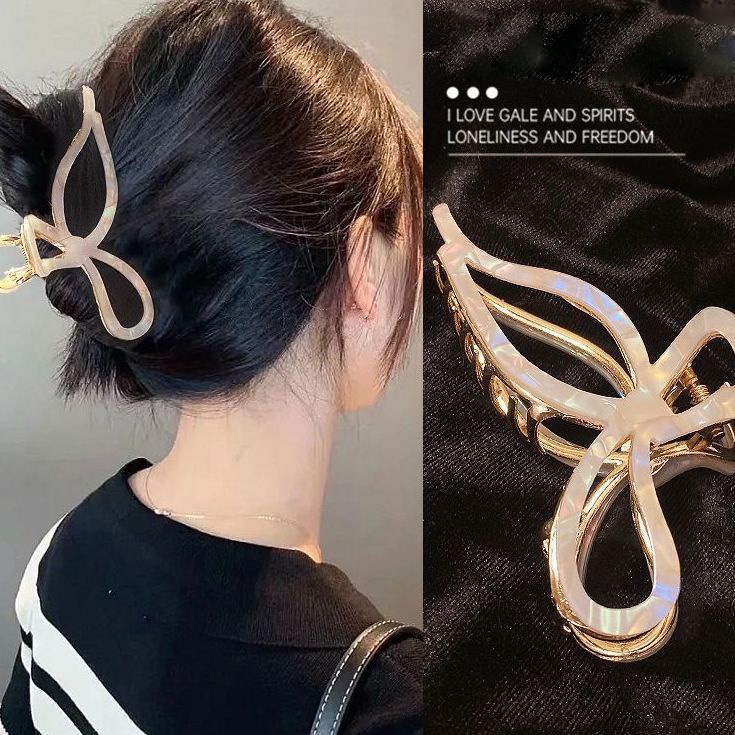 Kẹp Tóc Kim Loại Đính Nơ Sau Lưng Thời Trang Thu Đông Dành Cho Nữ Có Size Lớn